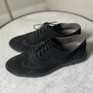Cole Haan ZERØGRAND Wingtip Oxford in Black Suede-Black Women's sz 7.5